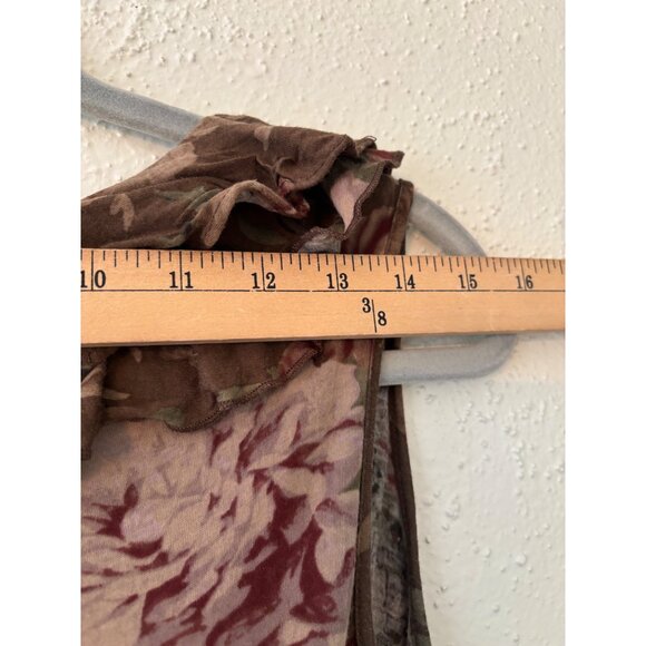 Lauren Ralph Lauren Floral Ruffle Sleeveless Top 1X Cotton Brown & Pink - Picture 7 of 12